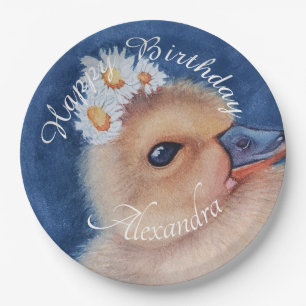 Baby Duck Happy Birthday Paper Plate