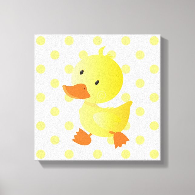 Baby Duck Polka Dots Nursery Art Canvas Print (Front)