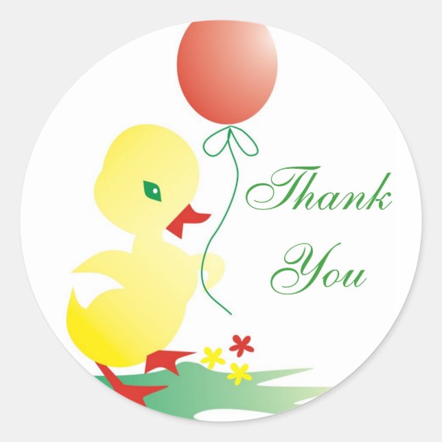 Baby Duck Thank You Classic Round Sticker (Front)