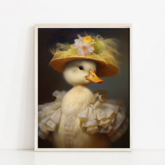Baby Duck Vintage Portrait, Victorian Animal Portr Poster