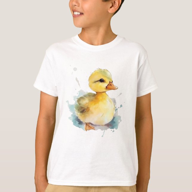 Baby Duck Watercolor Boy's Basic T-shirt (Front)