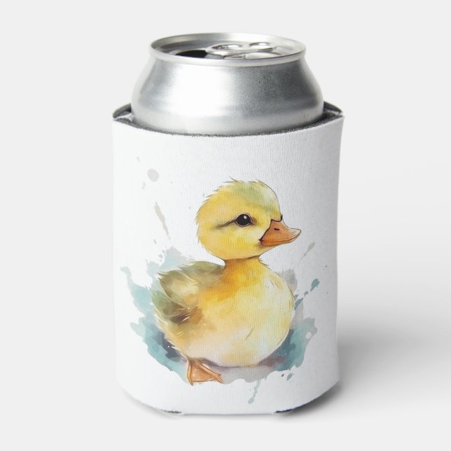 Baby Duck Watercolor Can Cooler (Can Front)