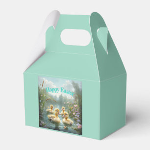 baby ducks on a pond happy easter favor box