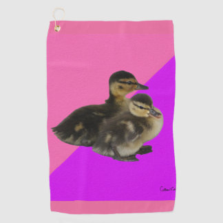 Baby Ducks on Pink Raspberry and Purple Sorbet Golf Towel