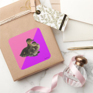 Baby Ducks on Pink Raspberry and Purple Sorbet Square Sticker