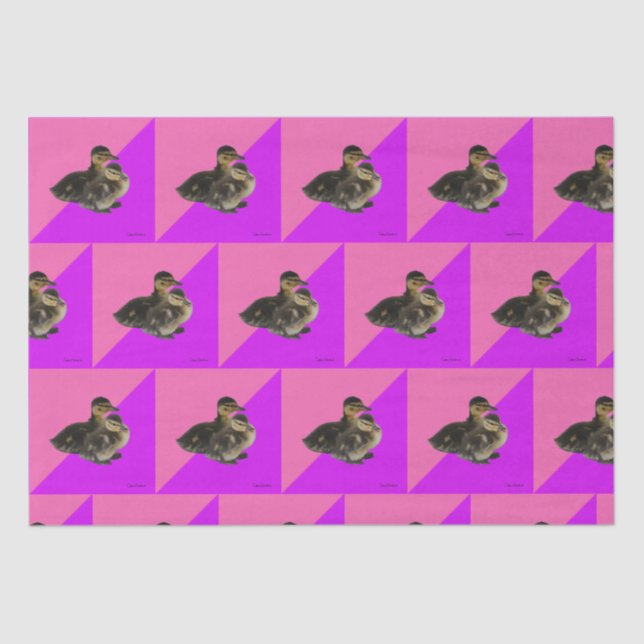 Baby Ducks on Pink Raspberry and Purple Sorbet Tissue Paper (Front)