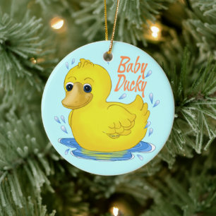 Baby Ducky Ceramic Ornament