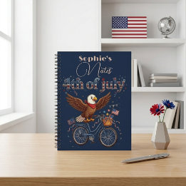 Baby Eagle Cycling 4th of July Patriotic Classroom Notebook