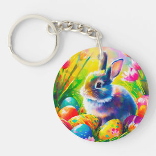 Baby Easter Bunny Painting-91451 Keychain