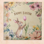 Baby Easter Bunny with Pink Tulip Vintage Floral  Tile<br><div class="desc">This charming ceramic tile features a cute small Easter bunny rabbit "picking" a tall pink tulip, surrounded by beautiful flowers on a distressed beige background. The words "Happy Easter" curve above the bunny. Vintage flowers frame the cute bunny scene. This Easter tile would make a great gift or provide a...</div>