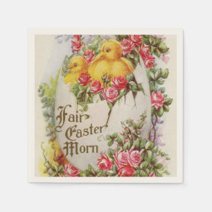 Baby Easter Chicks and Roses Paper Napkins