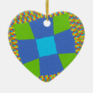 Baby eco green Chequered Blue cyan Ceramic Ornament