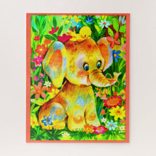 baby elephant and bird jigsaw puzzle