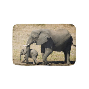 Baby Elephant And Mother Bath Mat