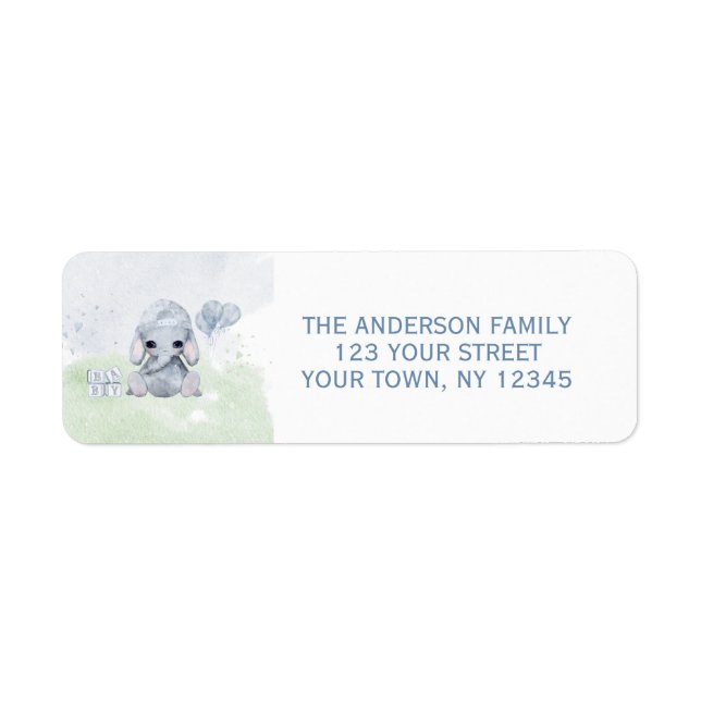 Baby Elephant Animal  Label (Front)