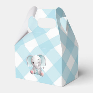 Baby Elephant Baby Boy Favour Box Plaid Gingham