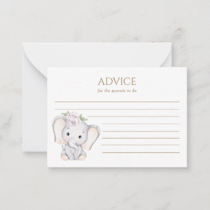 Baby elephant baby shower  advice card
