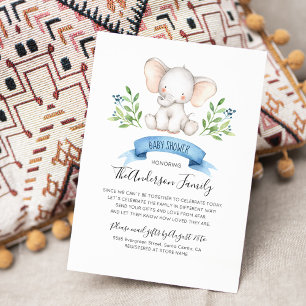 Baby Elephant Baby Shower By Mail Long Distance In Invitation
