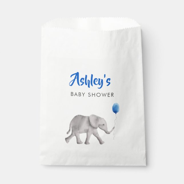 Baby Elephant Baby Shower Favour Bag Treat Sacks (Front)