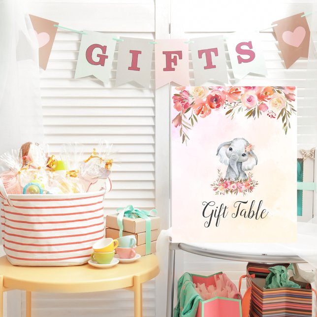 Baby Elephant Baby Shower Gift Table Poster (Creator Uploaded)
