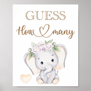 Baby Elephant Baby Shower Guess How Many Poster