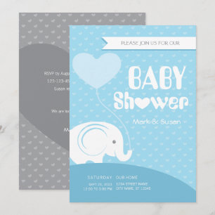 Baby Elephant Baby Shower Invitation for Baby Boy