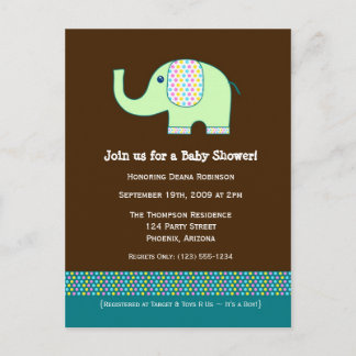 Baby Elephant Baby Shower Invitation Postcard