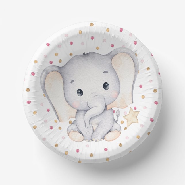 Baby Elephant Baby Shower Paper Plate (Front)