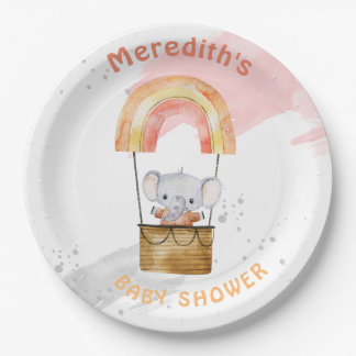 Baby elephant baby shower, Paper plates