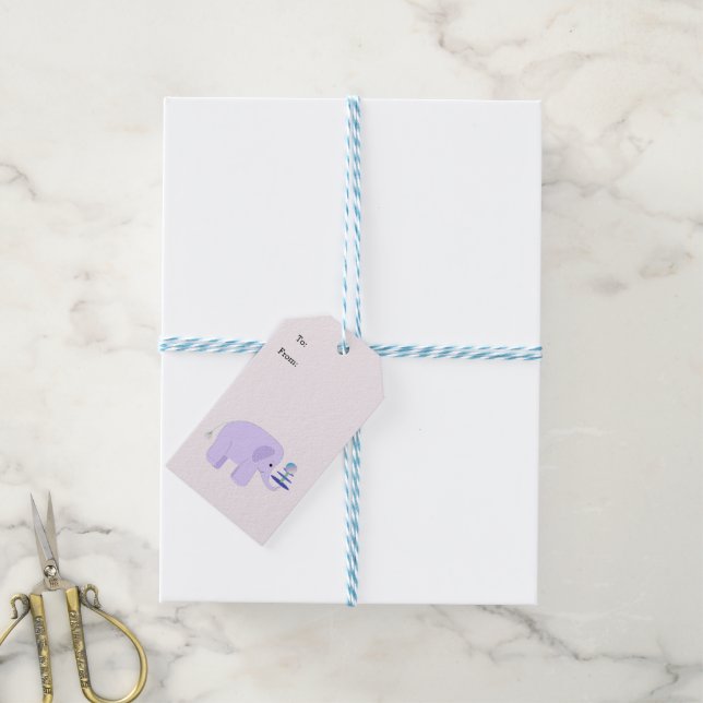 Baby Elephant Balancing Act Gift Tags (With Twine)