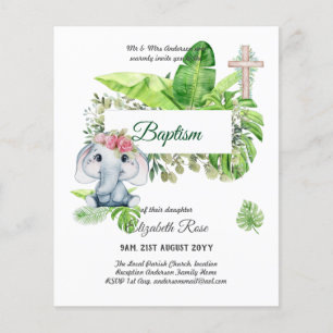 Baby Elephant BAPTISM Bautizo Bautismo Invtiations Flyer