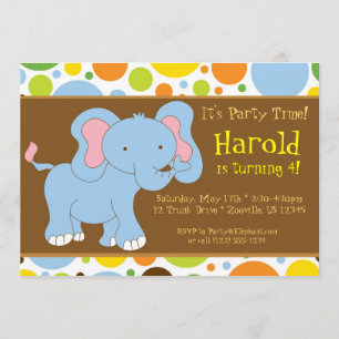 Baby Elephant Birthday Party Invitation