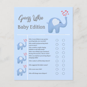 Baby Elephant Blowing Hearts Shower Guess Who