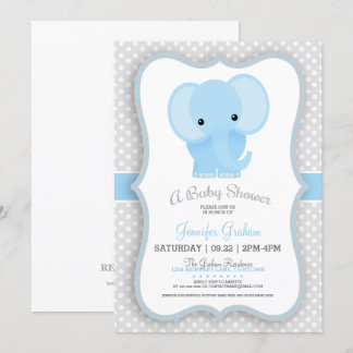 Baby Elephant (blue) Baby Shower Invitation