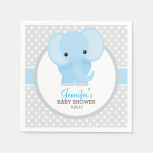 Baby Elephant (blue) Baby Shower Napkin