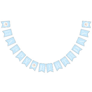 Baby Elephant Blue Birthday Bunting Flags