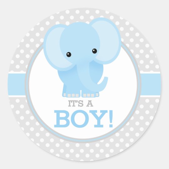 Download Baby Elephant (blue) It's a Boy Classic Round Sticker ...