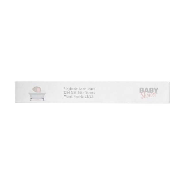 Baby Elephant Bubble Bath Girl Baby Shower Wrap Around Label (Individual)