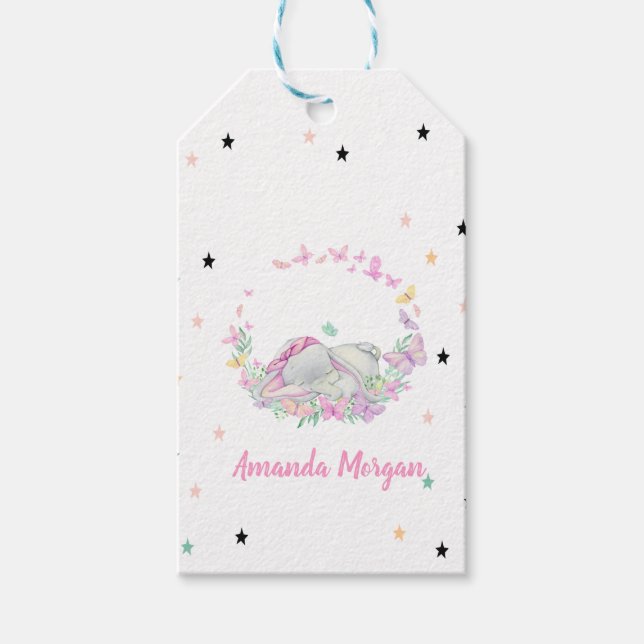 Baby Elephant,Butterflies, Stars Gift Tags (Front)