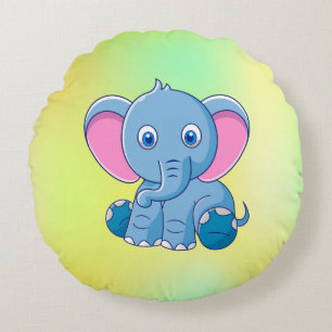 Baby Elephant Cartoon Clipart-64832 Round Pillow