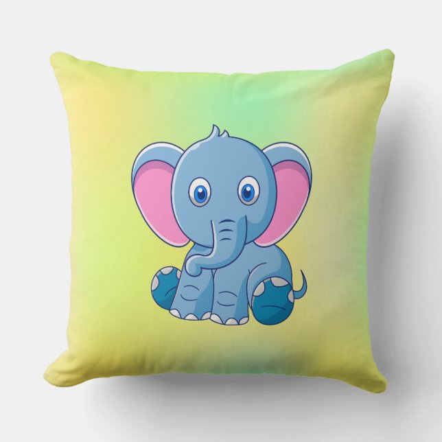 Baby Elephant Cartoon Clipart-64832 Throw Pillow (Front)