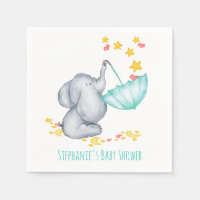 Baby Elephant Catching Falling Stars Baby Shower