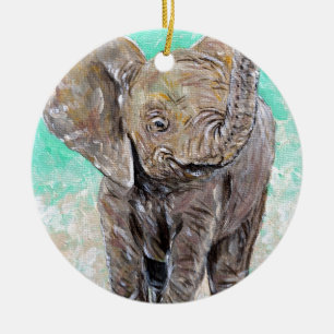 Baby Elephant Ceramic Ornament