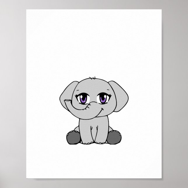 Baby Elephant Chibi-Style Poster (Front)