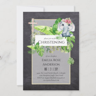 Baby Elephant CHRISTENING Invitation pour les fill