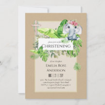 Baby Elephant CHRISTENING Invitation pour les fill