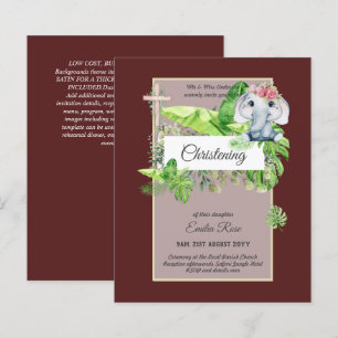 Baby Elephant CHRISTENING Invite for Girls Jungle