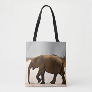 Baby Elephant Crossing The Road Tote Bag