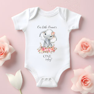 Baby Elephant Custom Age Birthday Girl Bodysuit