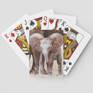 Baby Elephant Cute African Elephant with Mom Playing Cards
